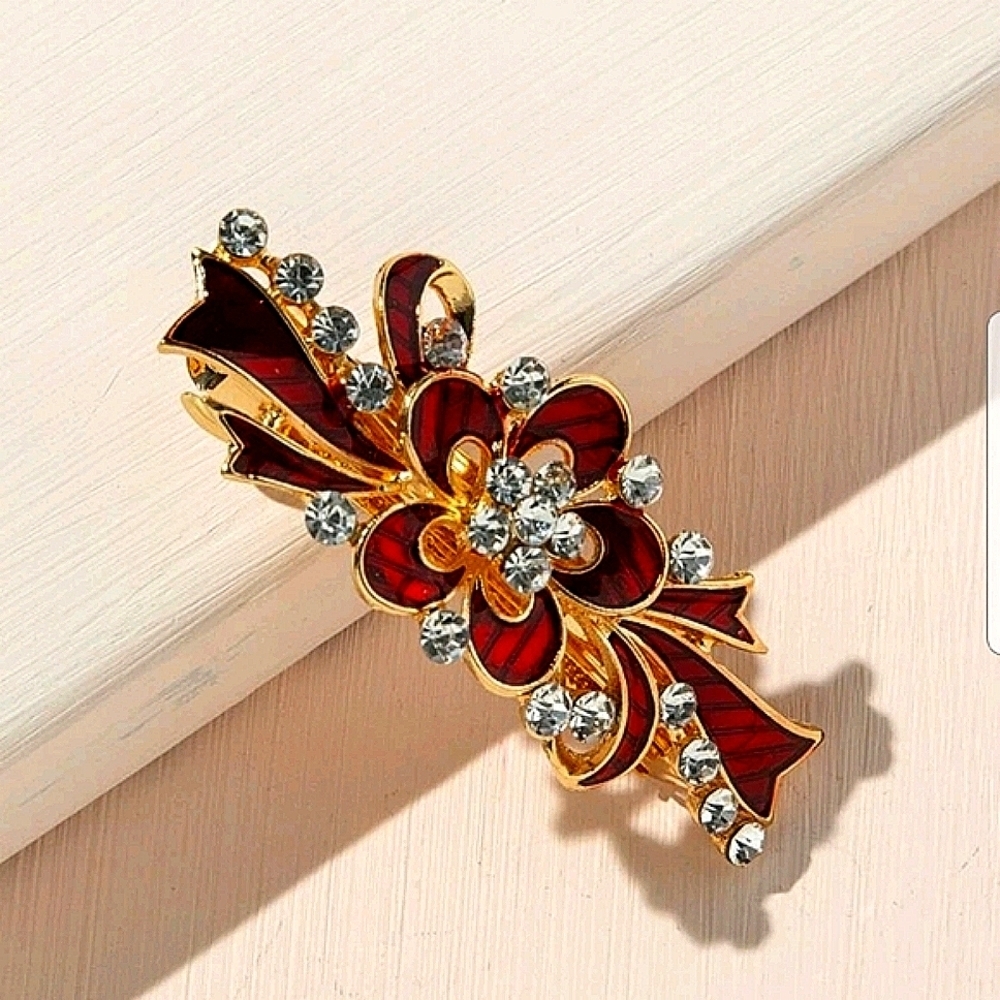 💖Rhinestone and Flower Decor Hair Clip - Picture 3 of 3